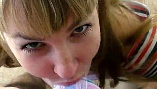 Homemade Amateur Blowjob With Mommy Ball Licking!