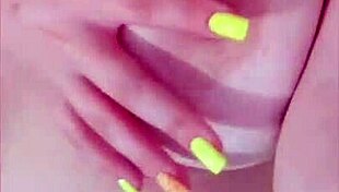 Young maid with big natural tits films close-up orgasm video to impress boss for raise