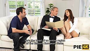 Watch the old american wife get creampied in this cuckold shaved pussy scene