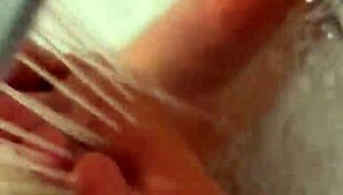 i take off my nylon and take a shower, giving footjob to babe