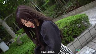 japanese bar girl sneaks to hotel for raw action with stranger