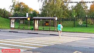 Jeny Smith Flashes In Transparent Dress Outdoors!