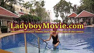 Ladyboy Strokes Her Dick Outdoors In Solo Amateur Masturbation With Big Tits And Asian Transsexual Appeal