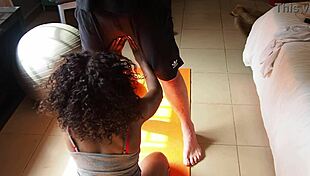 Damn! Ebony Milf’s Yoga Turns Into Pussy Eating And Face Cum!