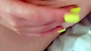 Young maid with big natural tits films close-up orgasm video to impress boss for raise