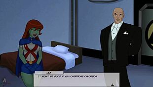 playing with miss martian's boobs in dc comics