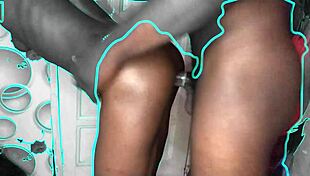 Skinny black petite roommate fingers herself with dildo in homemade fuck