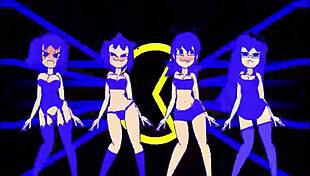 Horny Pacman ghost girls dance seductively in anime hentai phases