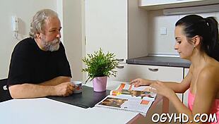 Crazy Old Dude Bent Over Young 18+ Cutie In Hardcore Oral Fuck