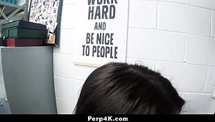 Security guard interrogates suspected shoplifter intensely