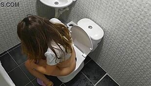 Spying On Stepsister's Big Ass In Bathroom Golden Shower