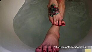 I love these long sexy feet on that shemale in the compilation
