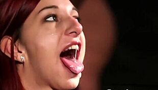 spicy sex kitten in blowbang getting facial cumshot and eating sperm