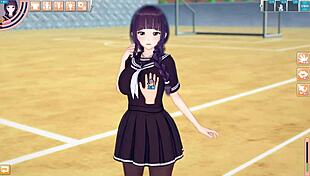 Watch this anime JK get her big tits massaged and sucked.