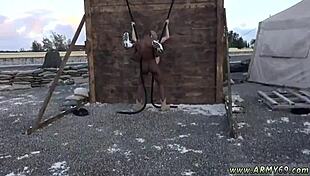 Straight guys' dicks peeking out in first solo gay blowjob close-up