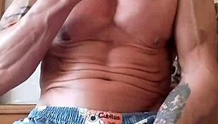 I jerk my big cock to a beautiful ejaculation while masturbating outdoors