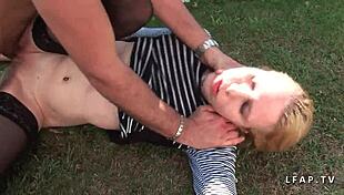 cindy picardie gets gravely sodomized in the garden by a french guy, outdoor anal sex