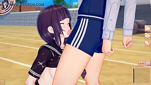 एनिमे वाली हॉट लड़की की बड़ी चूचियां मालिश और चूसी जा रही