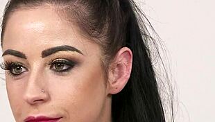 spicy sex kitten gets cum shot on her face swallowing all the jizm