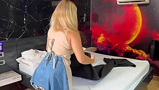 Hey, I fucked that delicious hotel milf in a quickie, sucking her big cock before doggystyle riding.