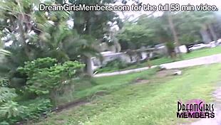 Brunette flashes natural tits in wet t-shirt, angering florida neighbors outdoors