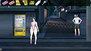 shameless milf exhibitionist shows off big tits and ass in hentai anime