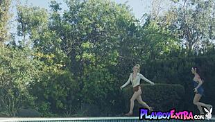 Hot Lesbians Charly Summer And Jazlyn Ray Play Tig By The Pool Outdoor With Big Tits And Pussy
