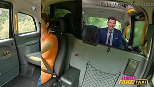 horny taxi driver gets lucky in car doggystyle