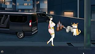 shameless milf exhibitionist shows off big tits and ass in hentai anime