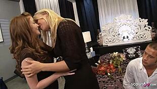 Real Couple Tricks Cute Redhead Freckled Teen 18+ Into FFM Threesome Fuck Session