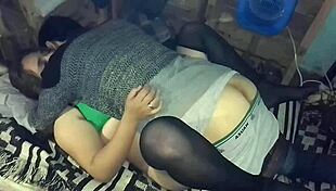 my girlfriend's friend acts like a prostitute and begs for missionary sex, we film it on our phone