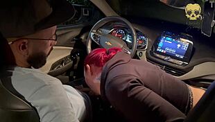 In the car, my friend and I engaged in a threesome with my boss, playing with his big cock, leading to cum and lesbian interactions.