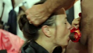 french amateur in satin lingerie rims, blows, fucks pussy doggystyle pov