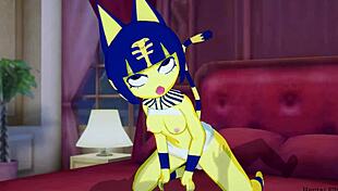 ankha bouncing on that big cock in the bedroom