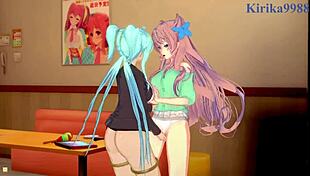 Kanade Am and Maria Cadenzavna engage in intense lesbian play with Eve and Cagliostro