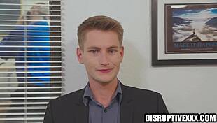 Wow, deepthroat action in the office with big cocks 😏