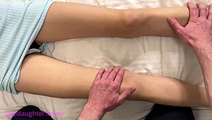 Pervert stepdad gives intimate massage to stepdaughter for relaxation