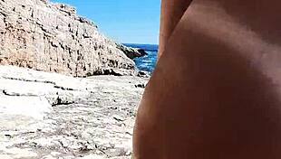 Hot Teen Rides On Public Beach In POV