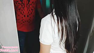 Came home and my stepdaughter asks me for help with her homework i cant but she insists in a very provocative way colegiala