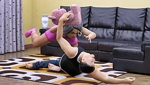 alison's all grown up in the harem, showing off her big curvy tits