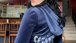 brunette student unboxes and tries on juicy couture velour tracksuit