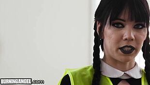 goth teen gets rough sex in community service 😈 with deepthroat and big cock