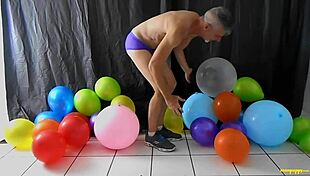 Horny gay dilf richard lennox indulges in balloon fetish play with monster cock