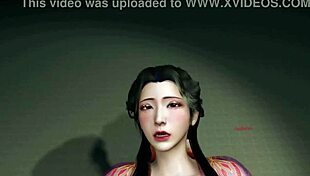 3D cute Asian cosplay slut sucking big dick!