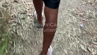 Wild orgy in the bush with four big-cocked guys