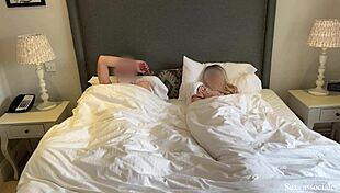 sharing a hotel bed with coworker leads to unexpected morning fuck