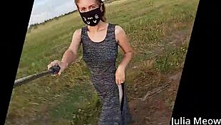 Juli Smith Undresses Outdoors in Public Field