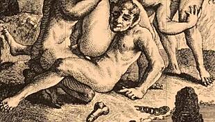 Vintage erotic drawings depict sensual scenes