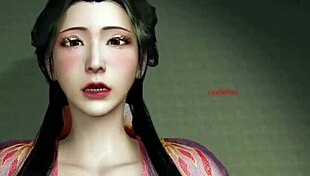 3D cute Asian cosplay slut sucking big dick!