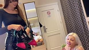 petite blonde sucks big cock in pov double bj interview